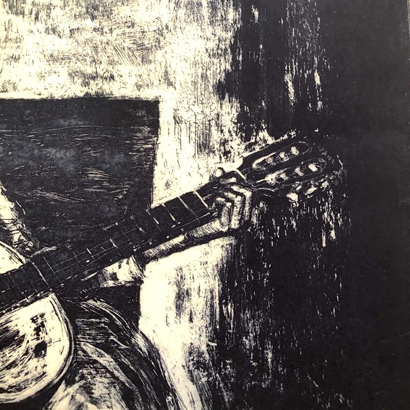 Vintage Charcoal Drawing 1967" The Ballad Singer" - Picture 4 of 9